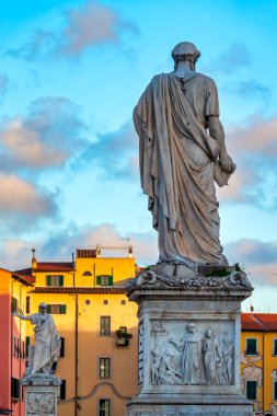 The statues of Ferdinando III and Leopoldo II in Piazza della Repubblica, Livorno, Italy clipart