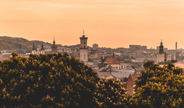 Lviv panorama, view to old town, Lviv, Ukraine