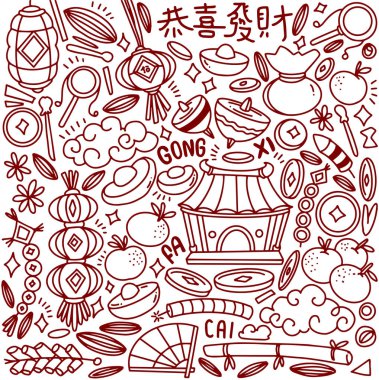 Çin 'in yeni yıl karalaması beyaz arka planda, Ejderha yılında izole edildi.