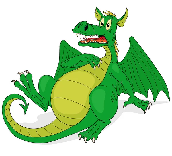 緑の龍は怖がっていた 新年のシンボル — ストックベクタ