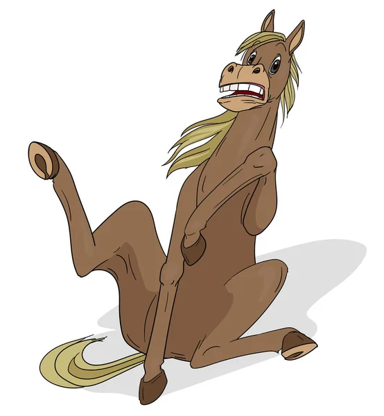 Frightened Horse Sat Fear Cartoonish — Stock Vector