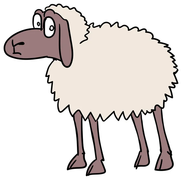 Sheep Afraid Cartoon Sketching — Stock Vector