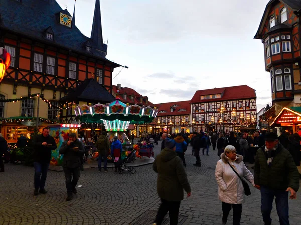 Dämmerung Der Historischen Altstadt Zur Weihnachtszeit — Stockfoto