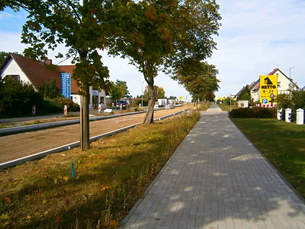 Templin Brandenburg District Uckermark Germany September 2012 Road Works Lychnerstreet — 图库照片