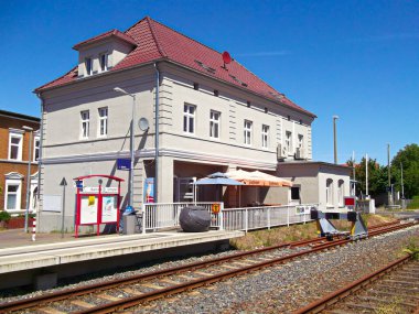 City of Templin in the Uckermark, Brandenburg / Germany - June 03, 2023: Train station in the city clipart