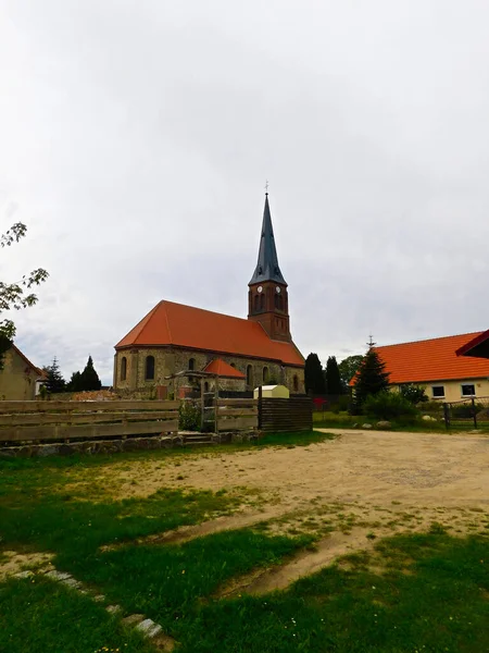 Protestáns Falu Templom Uckermark — Stock Fotó