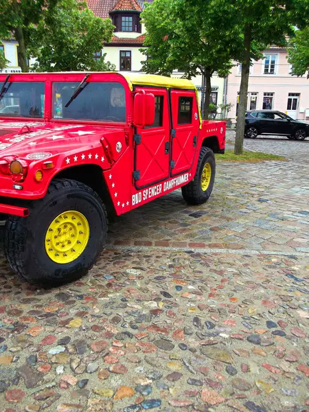 stock image City of Templin in the Uckermark, Brandenburg / Germany - June 15, 2024: The vehicle Hummer with the inscription - BUD SPENCER STEAM HAMMER