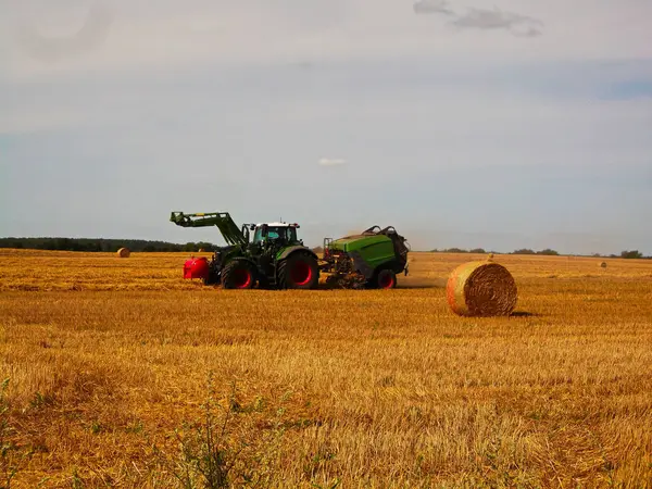 stock image Hay bales harvest in the field in the Uckermark