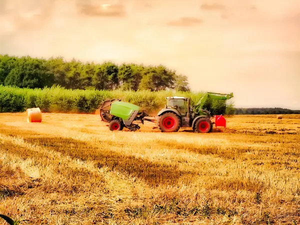 stock image Hay bales harvest in the field in the Uckermark