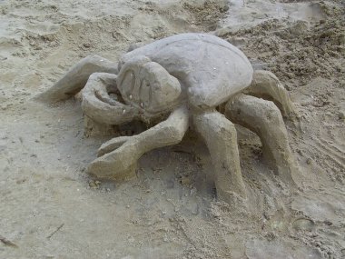 The crab made of sand on the Baltic coast clipart