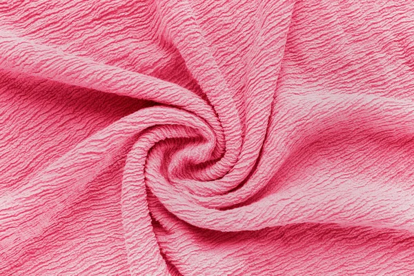 Soft Pink Fabric Puckered Texture Twisted Spiral Abstract Background Trendy — Stock Photo, Image