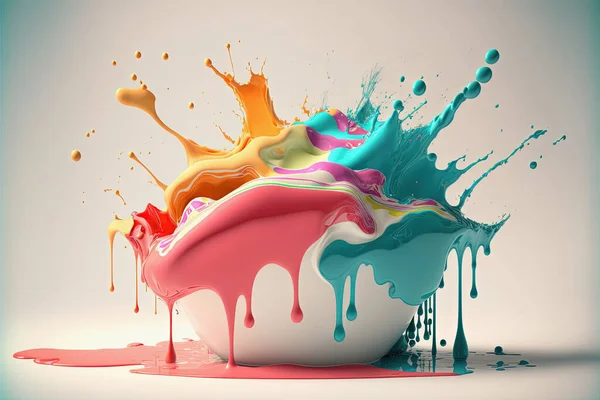 Colorful paint splash background. Abstract liquid paint texture background with copy space