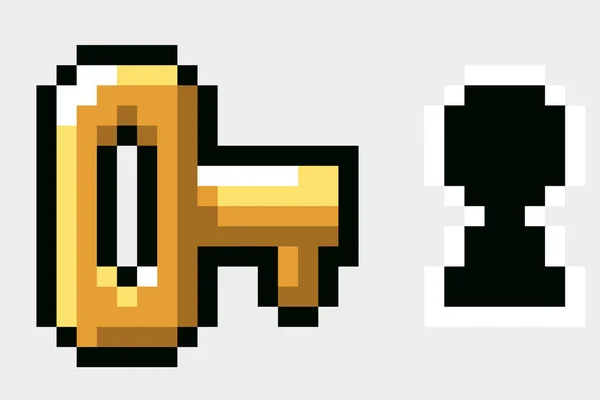 Eski Oyunların Mario Key Piksel Tasarımında Vektör — Stok Vektör