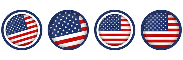 Set Bandiere Usa Stile Cerchio Moderno — Vettoriale Stock