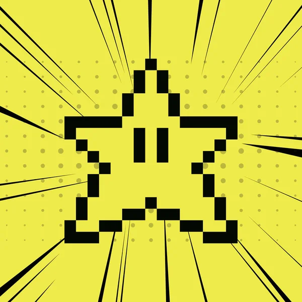Piksel Tasarımlı Eski Atari Oyunu Için Süper Yıldız — Stok Vektör