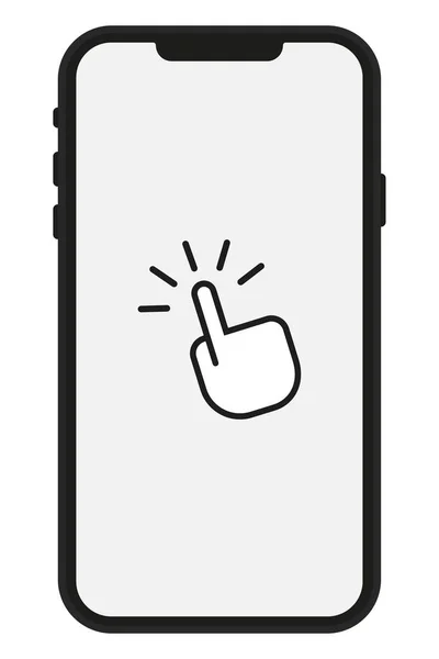 Smartphone Scherm Met Hand Cursor Klik Vectorillustratie — Stockvector