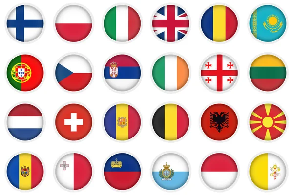 European Countries Button Flag Set Vector Illustration — стоковий вектор