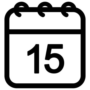 Calendar with date 15 vector outline icon illustration