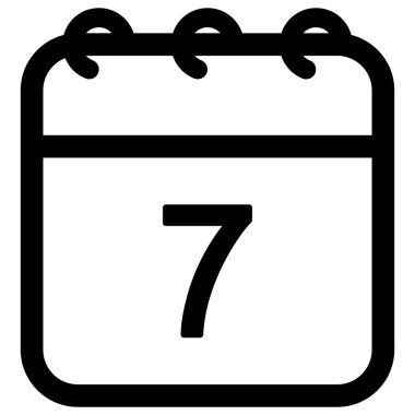 Calendar with date 7 vector outline icon illustration