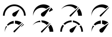 vector illustration of black and white Speedometer set.