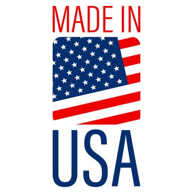 Made in USA. American flag for badge, label. Vector illustration
