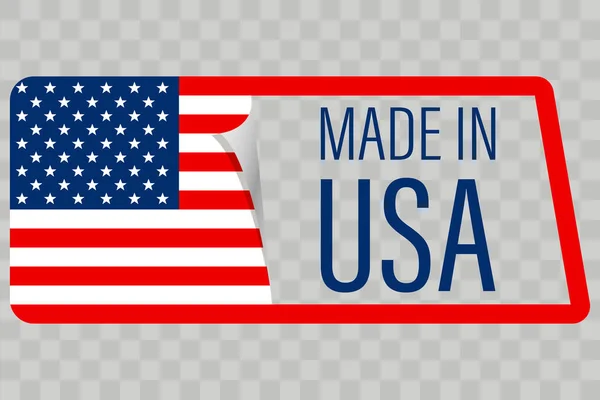 アメリカ製 バッジはアメリカ国旗ラベルは ベクターイラスト — ストックベクタ