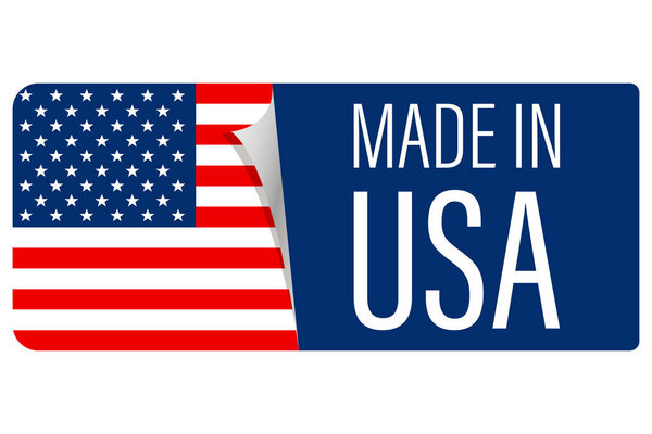Made in USA. American flag for badge, label. Vector illustration