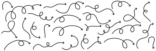 Flèches Direction Définir Des Icônes Ligne Flèches Doodle Illustration Vectorielle — Image vectorielle