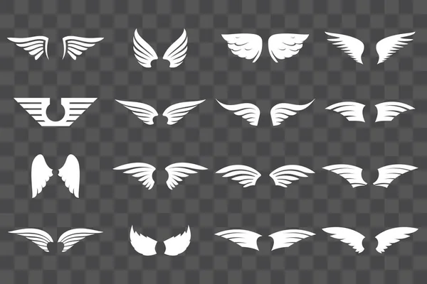 Набір Піктограм Крил Знак Білого Крила Векторні Ілюстрації — стоковий вектор