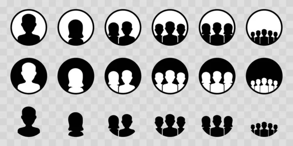 Male Female Faces Silhouettes Icons Avatar Collection Icons Men Women — Stock Vector