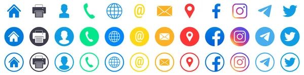 Redes Sociales Iconos Coloridos Ilustración Simple — Archivo Imágenes Vectoriales