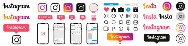 Conjunto Ícones Para Rede Social Instagram — Vetor de Stock