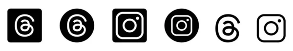 Sada Černých Ikon Sociálních Médií Design Vlákna Instagram — Stockový vektor