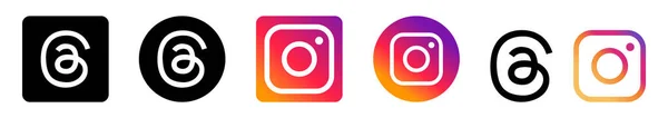 ソーシャルメディアアイコンのセットデザイン スレッド Instagram — ストックベクタ