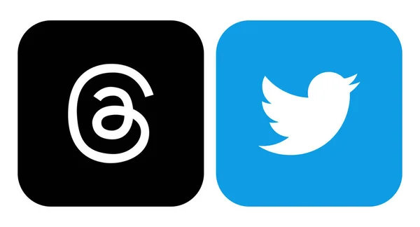 线程和Twitter图标 社交媒体符号 — 图库矢量图片