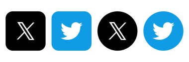 Twitter 'ın yeni logosu. Twitter simgeleri. Twitter X logosu. Vektör
