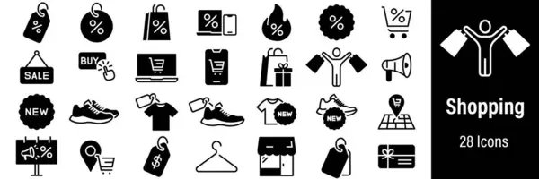 İndirimli tanıtım Web Simgeleri. Hediyeler, Satış, E-Ticaret, Alışveriş, Mağaza, Satın Alım, Pazarlama. Satır Biçimi Simgelerinde Vektör