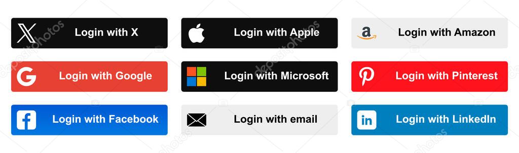 Vector login set For Social Media Stories. Login Set Icons