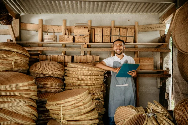 stock image portrait of male handicraft artist working at his shop