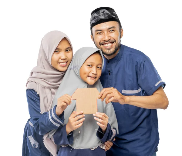 Conceito Proteção Familiar Muçulmano Fazendo Gesto Casa Telhado Como Uma — Fotografia de Stock