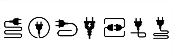 Electric Power Source Socket Icon Set Electricity Wire Cord Sign Gráficos Vectoriales