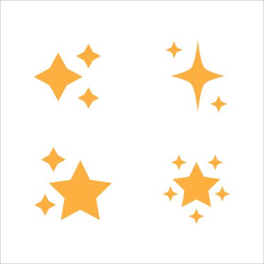 Sparkling star icon. Sparkle star shine icons. Shinny clean stars pop up. Shooting stars glitter vector illustration in yellow color.