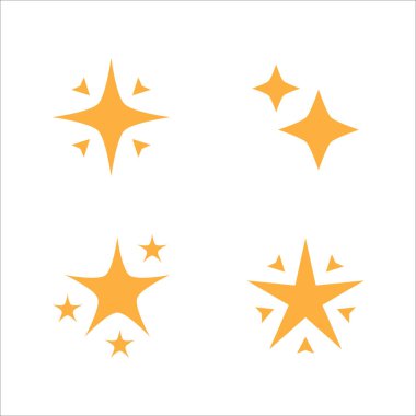 Sparkling star icon. Sparkle star shine icons. Shinny clean stars pop up. Shooting stars glitter vector illustration in yellow color.