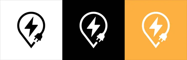 Electrical Power Icon Electric Power Source Sign Lightning Bolt Pin — Stock Vector