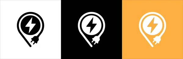 Εικονίδιο Ηλεκτρικής Ενέργειας Πινακίδα Πηγής Ηλεκτρικής Ενέργειας Lightning Μπουλόνι Μέσα — Διανυσματικό Αρχείο