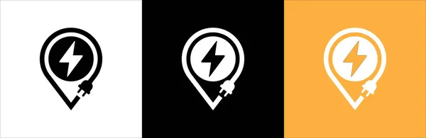 Εικονίδιο Ηλεκτρικής Ενέργειας Πινακίδα Πηγής Ηλεκτρικής Ενέργειας Lightning Μπουλόνι Μέσα — Διανυσματικό Αρχείο
