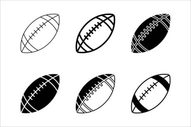 Amerikan futbol ikonu seti. Rugby topu ikonları. Amerikan futbol topu vektör stok illüstrasyonu. Basit düz tasarım.