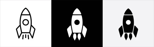 Ikona Rakety Nastavena Symbol Zahájení Podnikání Raketová Startovací Značka Vektor — Stockový vektor