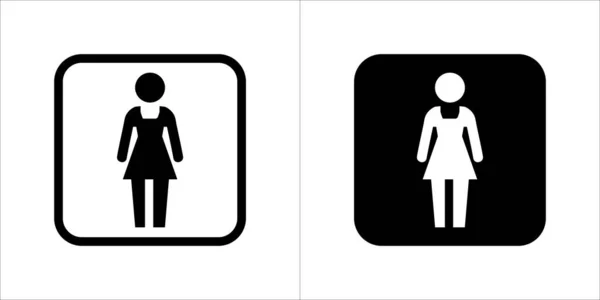 女性用トイレベクターアイコン ウォータークローゼットサイン Wcシンボル レディトイレ 正方形の形の印 ベクターのイラスト ブラックとホワイトカラー — ストックベクタ