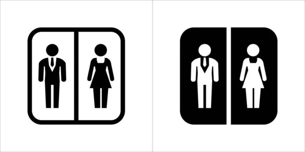 男性と女性のトイレベクターのアイコン ウォータークローゼットサイン Wcシンボル レディトイレ 正方形の形の印 ベクターのイラスト ブラックとホワイトカラー — ストックベクタ